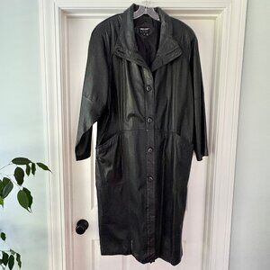 Vtg Pelle leather duster trench, XL